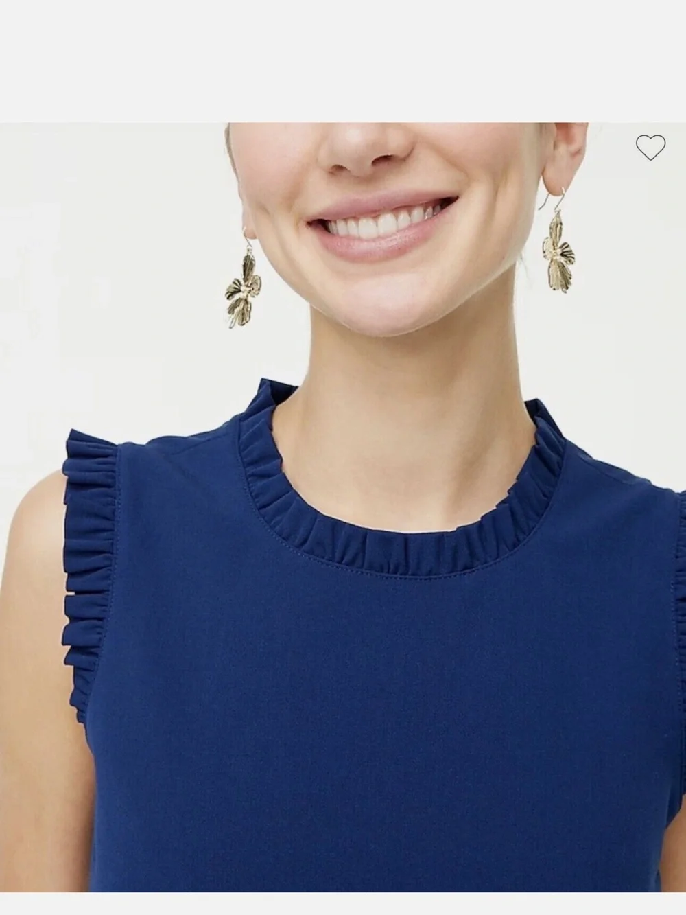 J. Crew Navy Sleeveless Shift Dress with Ruffle Trim